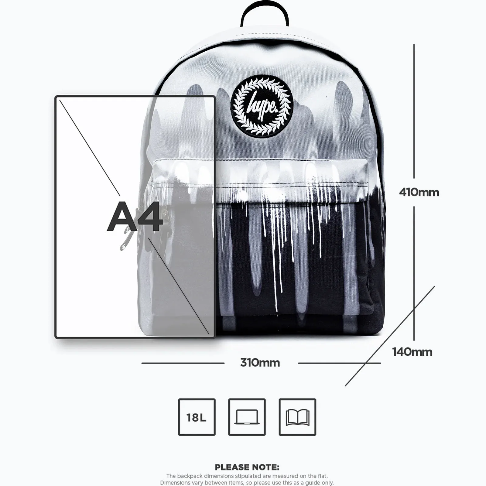 Hype Mono Gradient Drips Mini Crest Backpack - Black