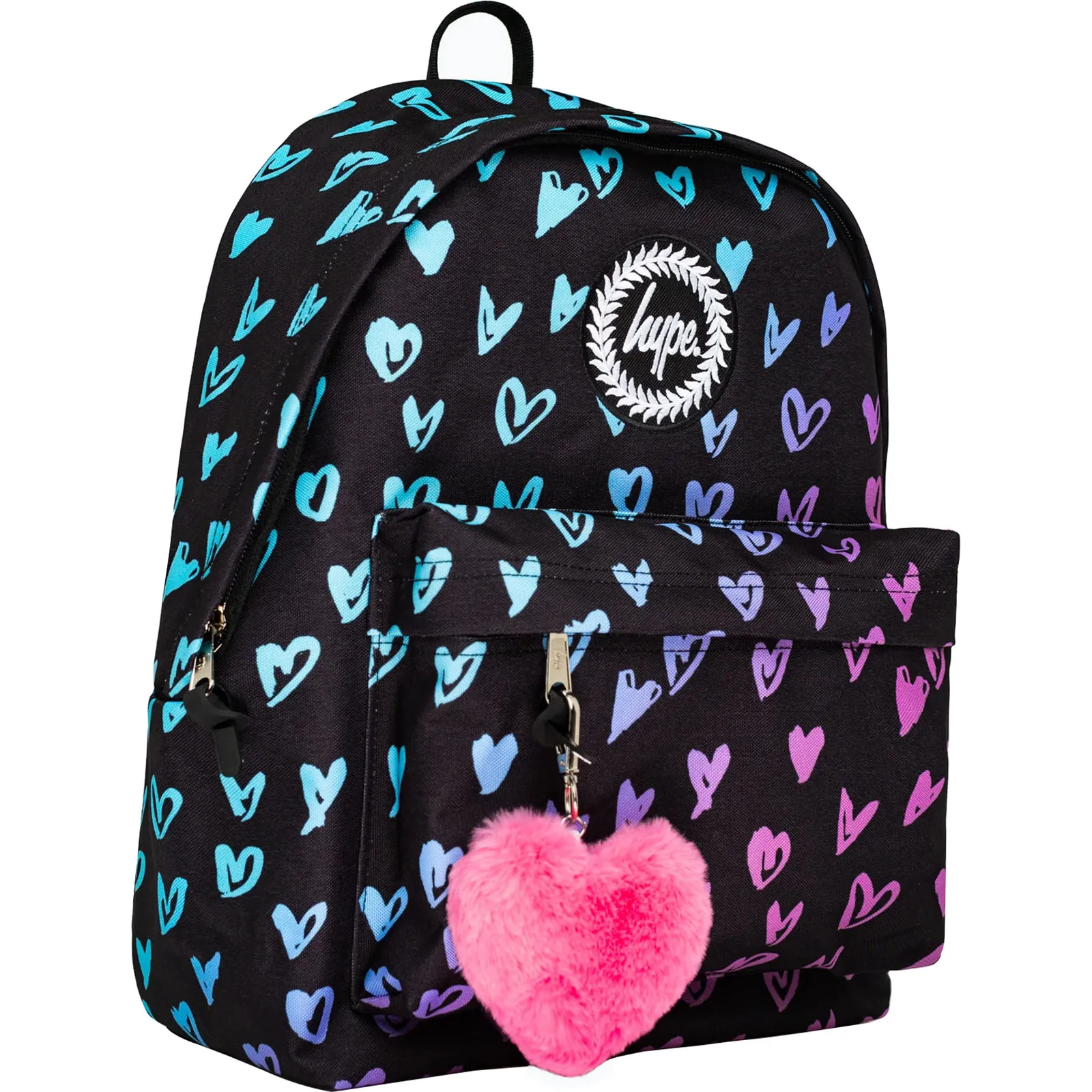 Hype Scribble Heart Crest Backpack - Pink