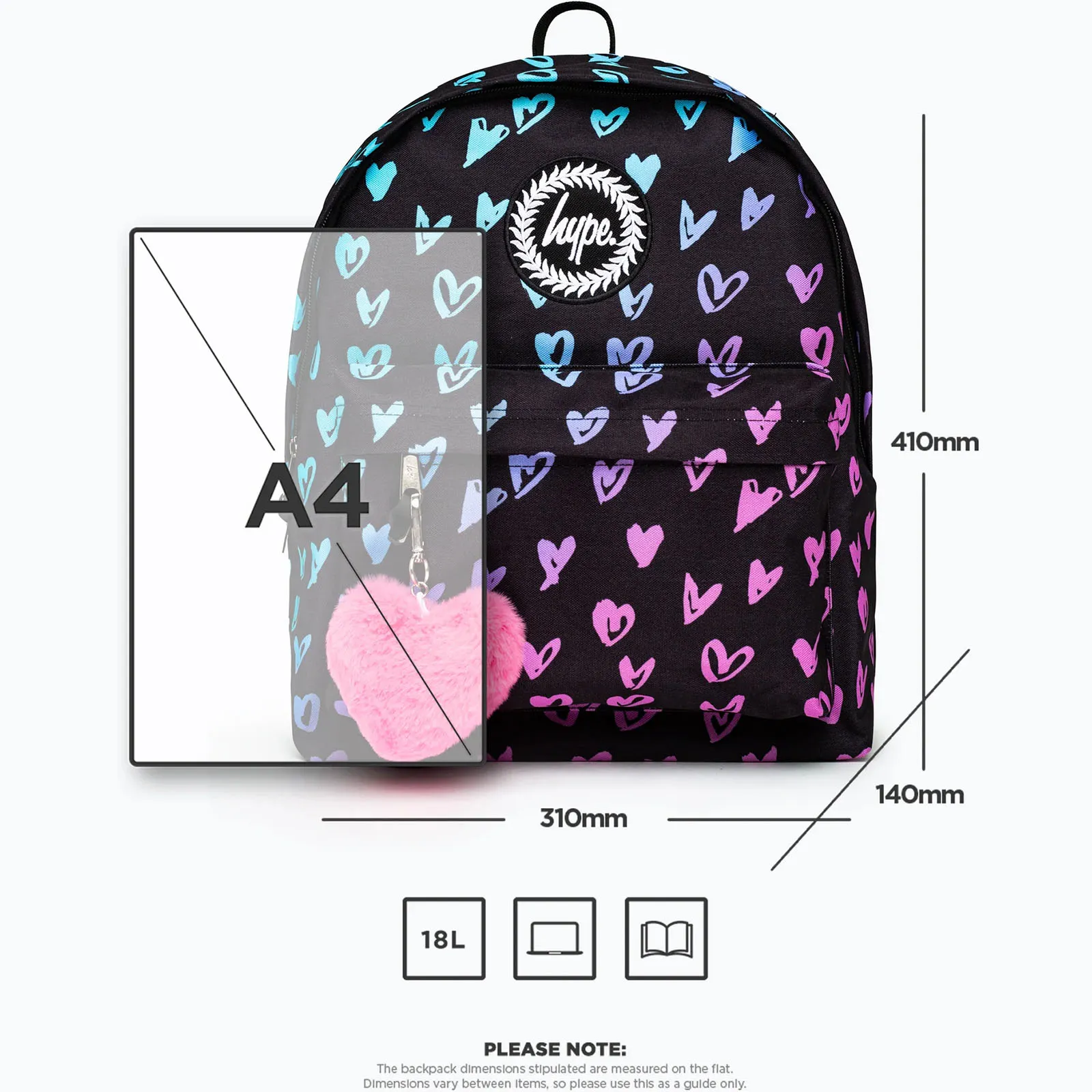 Hype Scribble Heart Crest Backpack - Pink