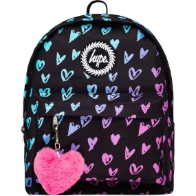 Hype Scribble Hearts Backpack - Black