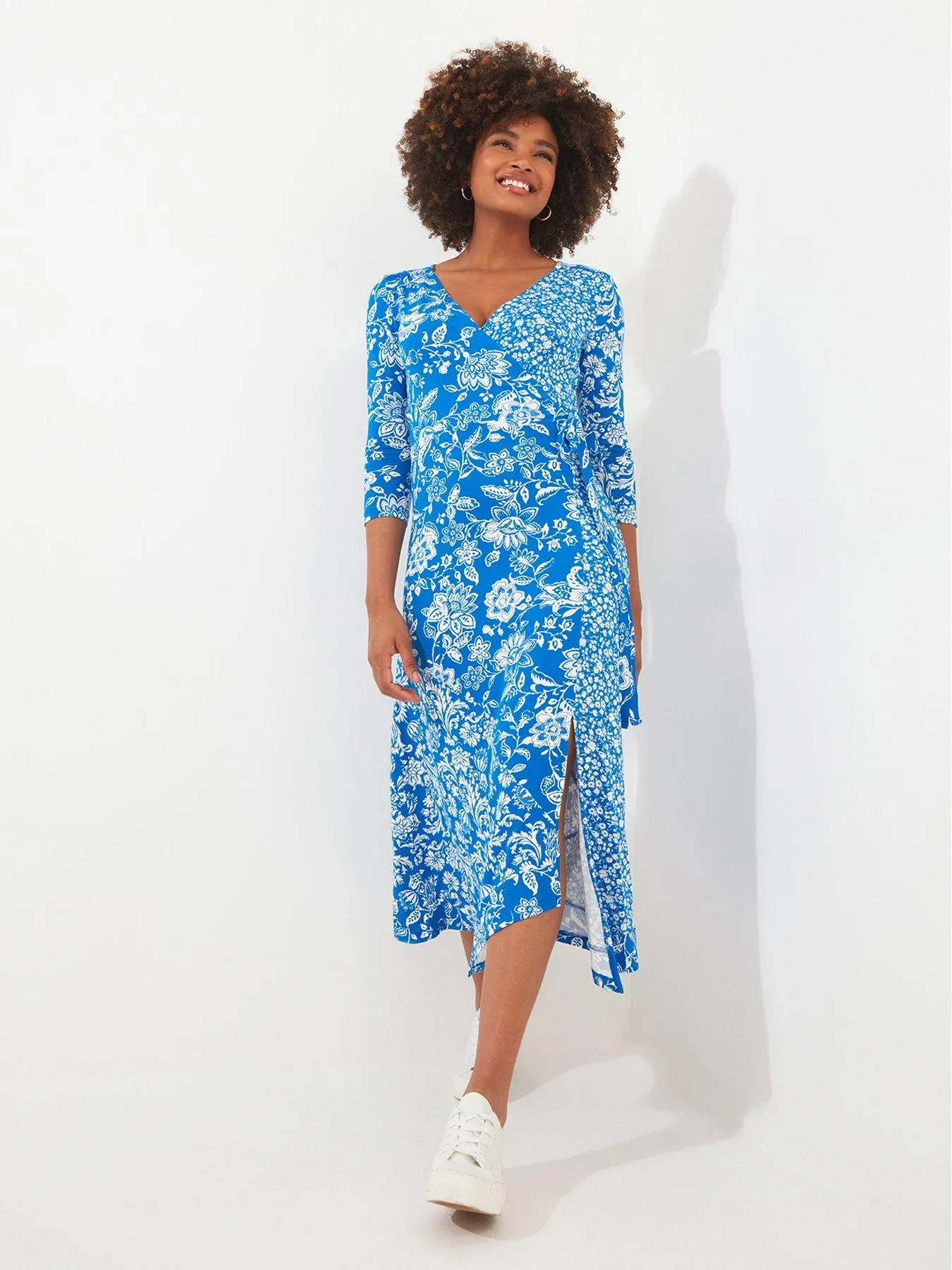 Joe Browns Floral Wrap Jersey Dress - Blue