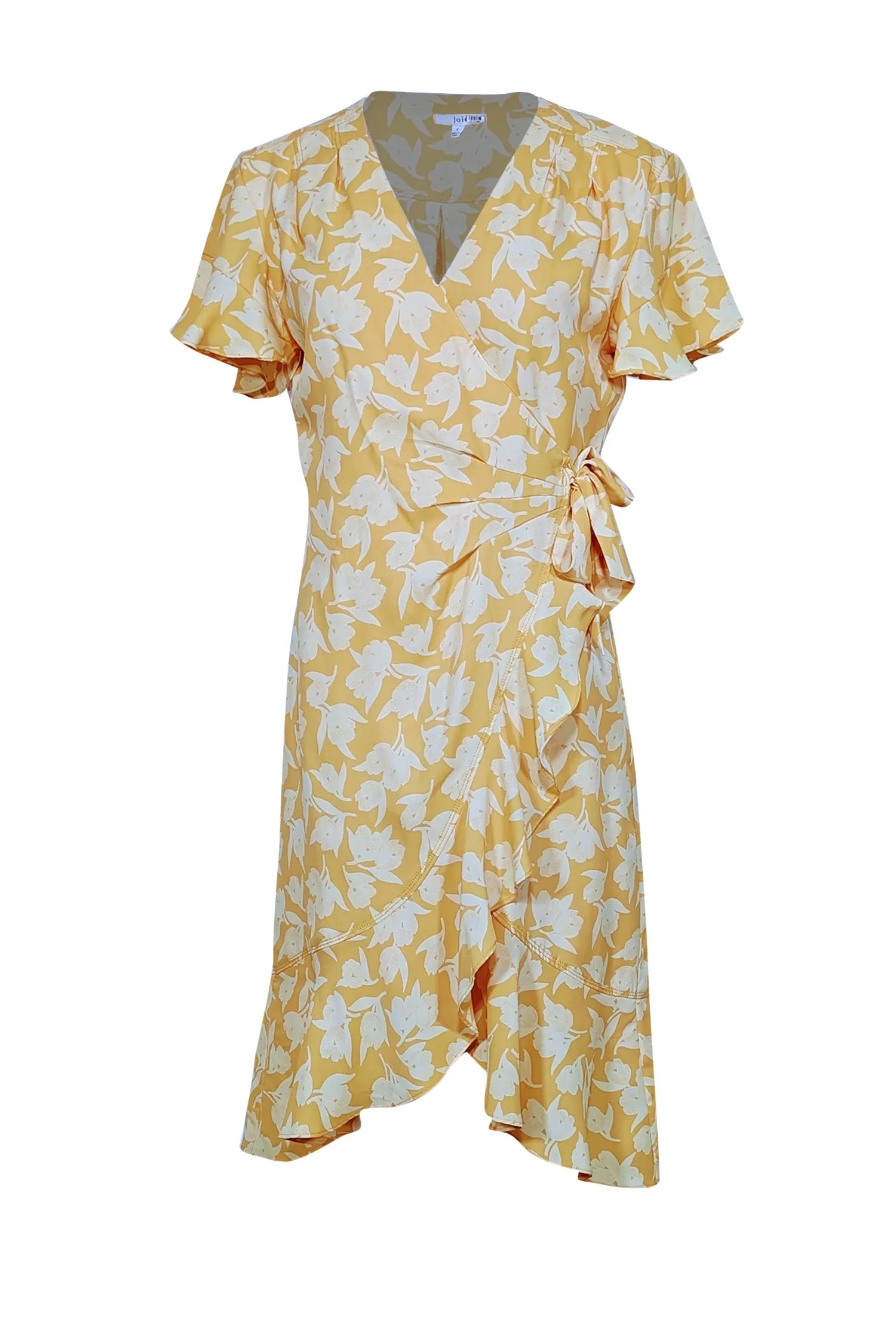 Joie - Yellow Floral Print Ruffled Wrap Dress Sz S