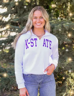 K-State Wildcats White 1/4 Zip Pullover