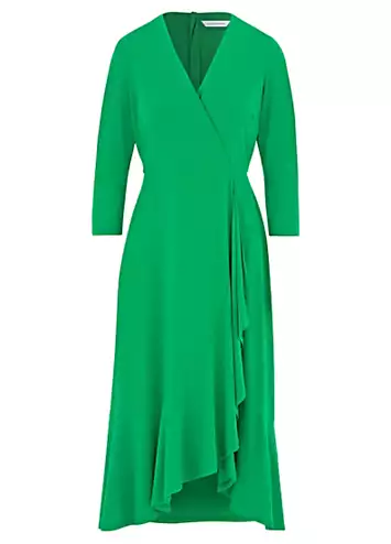 Kaleidoscope Green Frill Detail Wrap Dress | Grattan