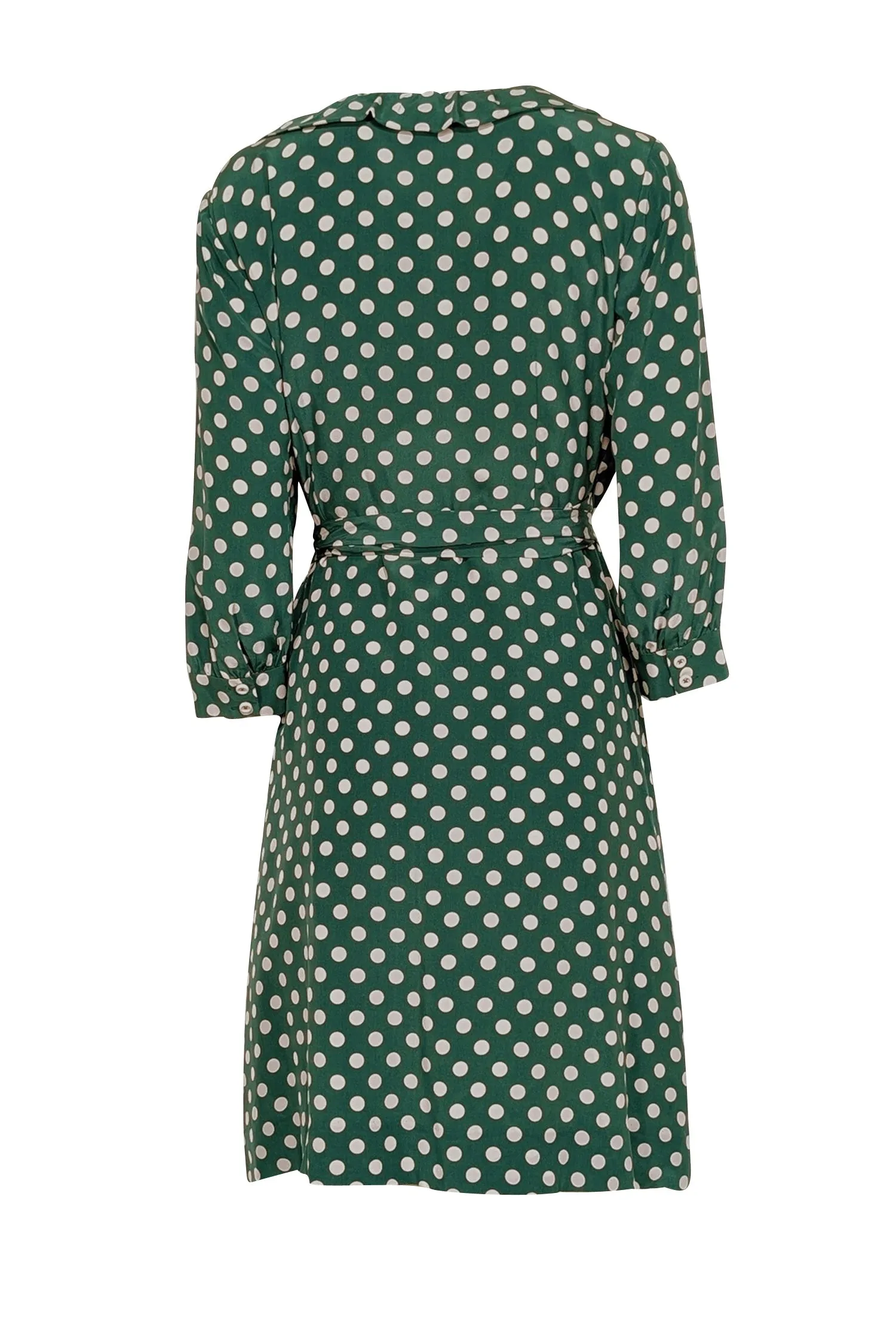 Kate Spade - Green & Cream Dot Print Daniella Wrap Dress Sz 12