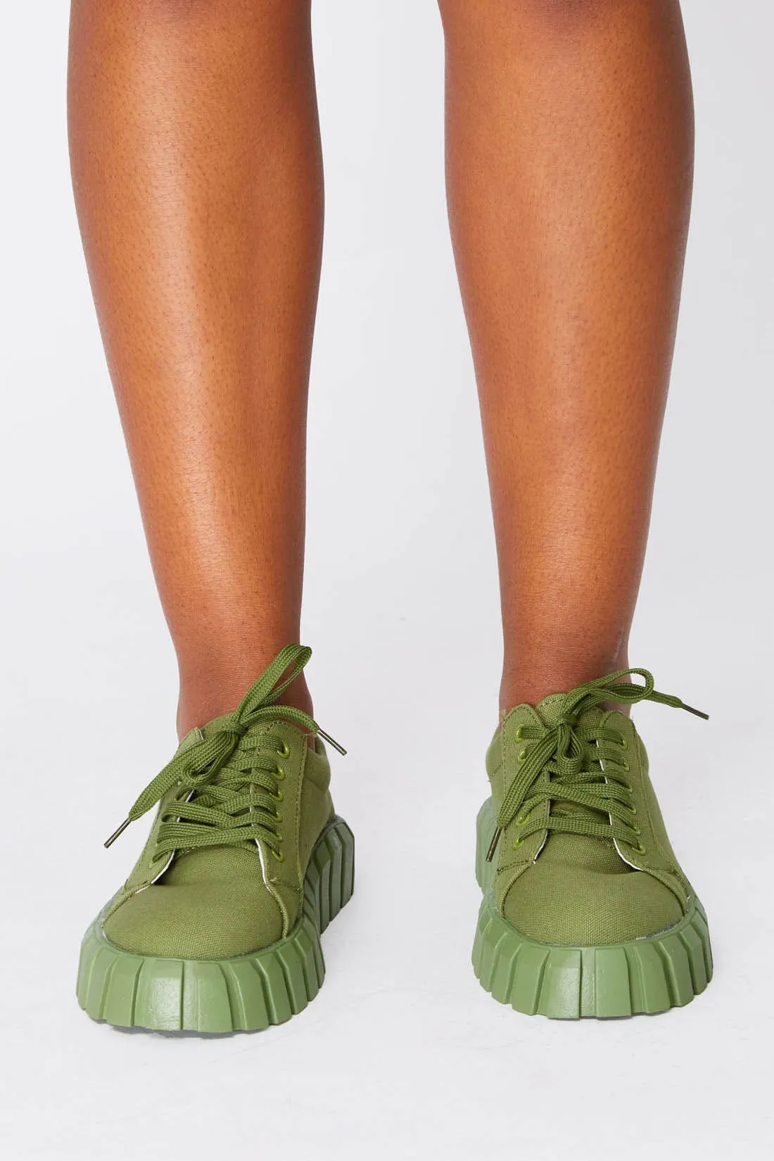 Khaki Pleated Sole Chunky Trainers