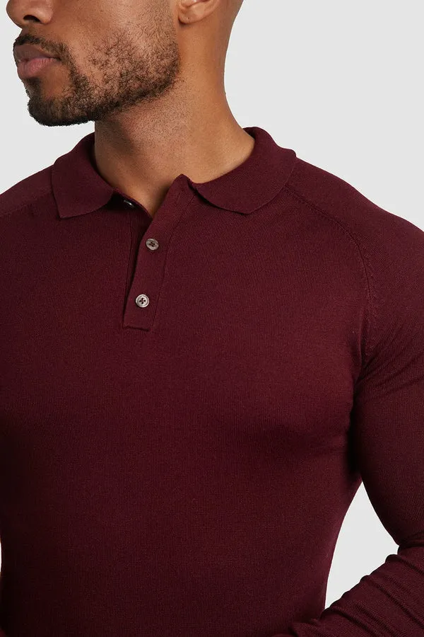 Knitted Polo Shirt in Claret