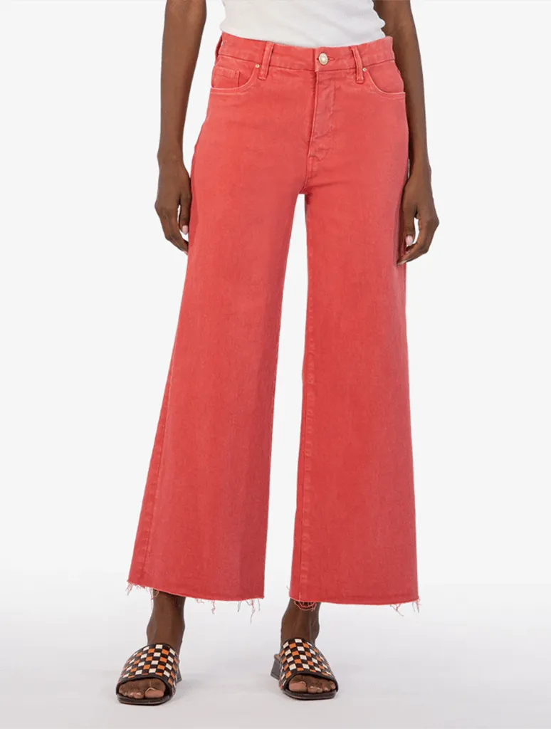 Kut From The Kloth Meg High Rise Fab Ab Wide Leg Jeans in Strawberry