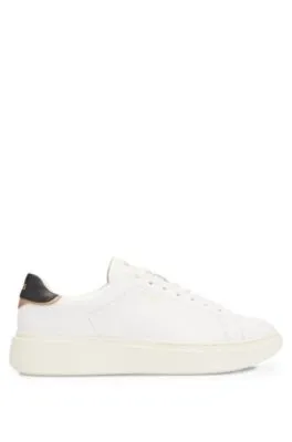 Lace-up trainers in leather with logo details