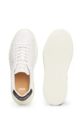 Lace-up trainers in leather with logo details