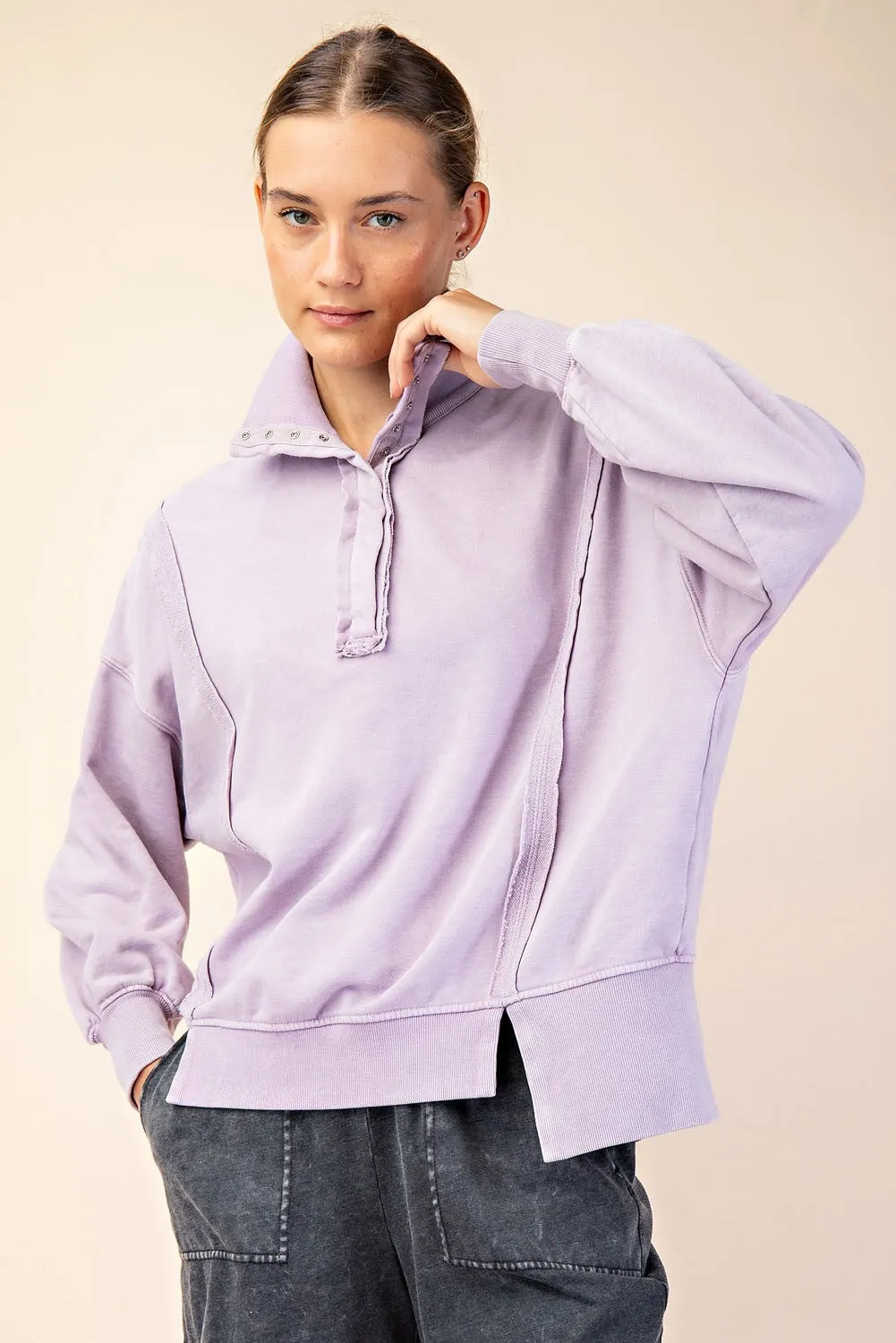 Lavender Mineral Washed Terry French Pullover