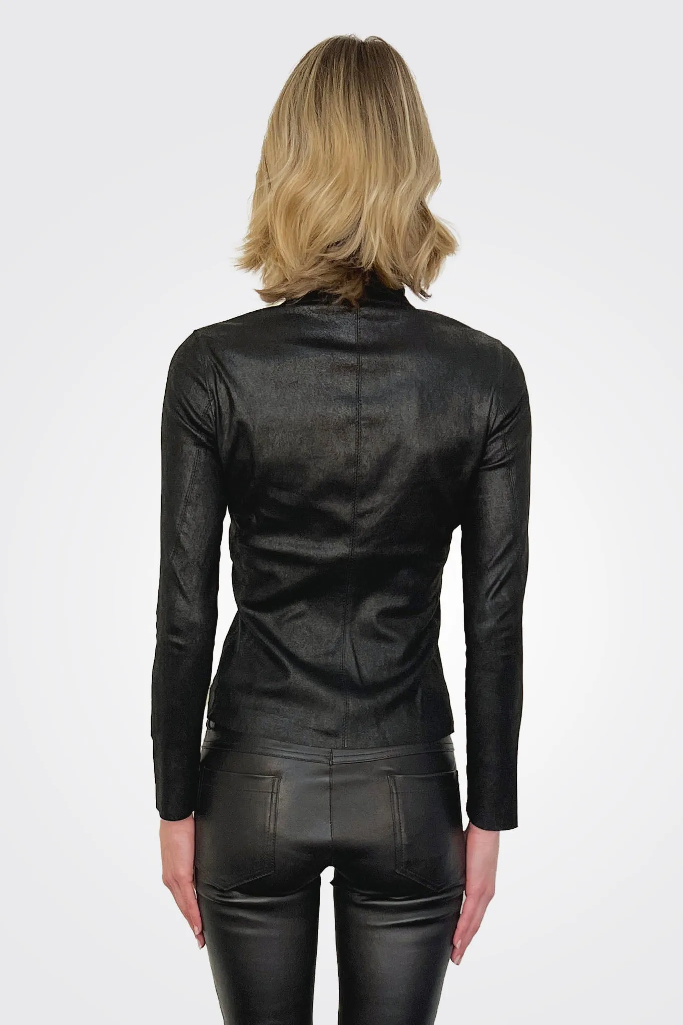 Leather Zip Jacket - Nero