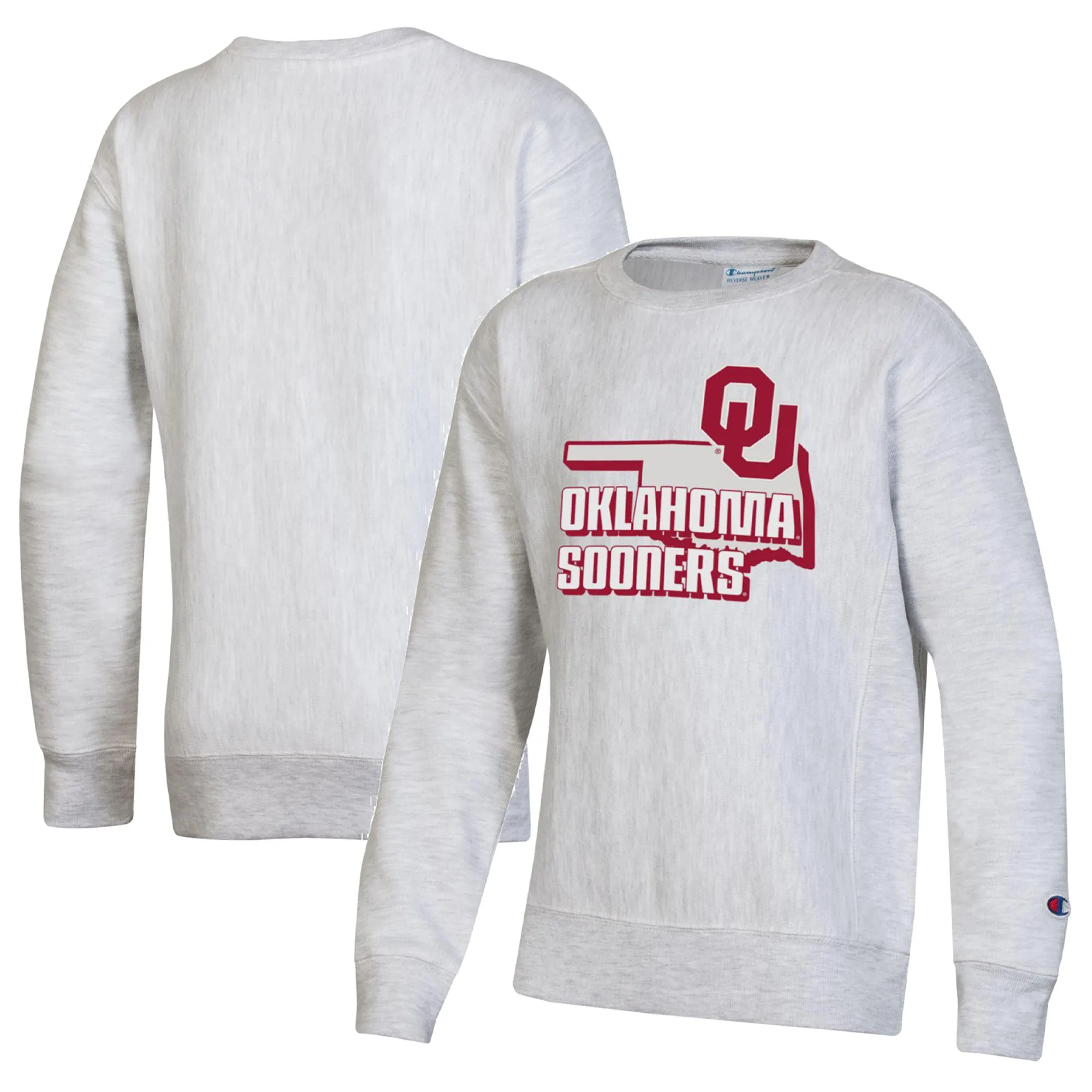 Lids Youth Champion Heather Gray Oklahoma Sooners Reverse Weave Pullover Sweatshirt