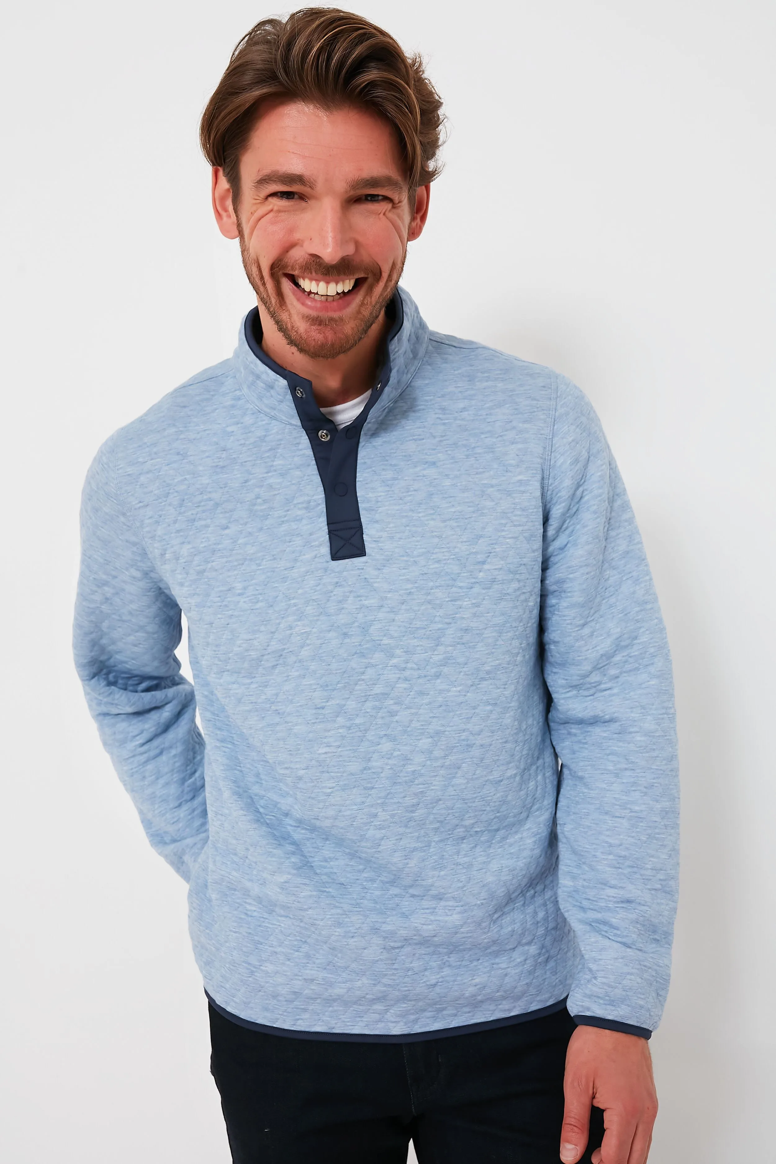 Light Blue Charcoal Heather Corbet Reversible Pullover