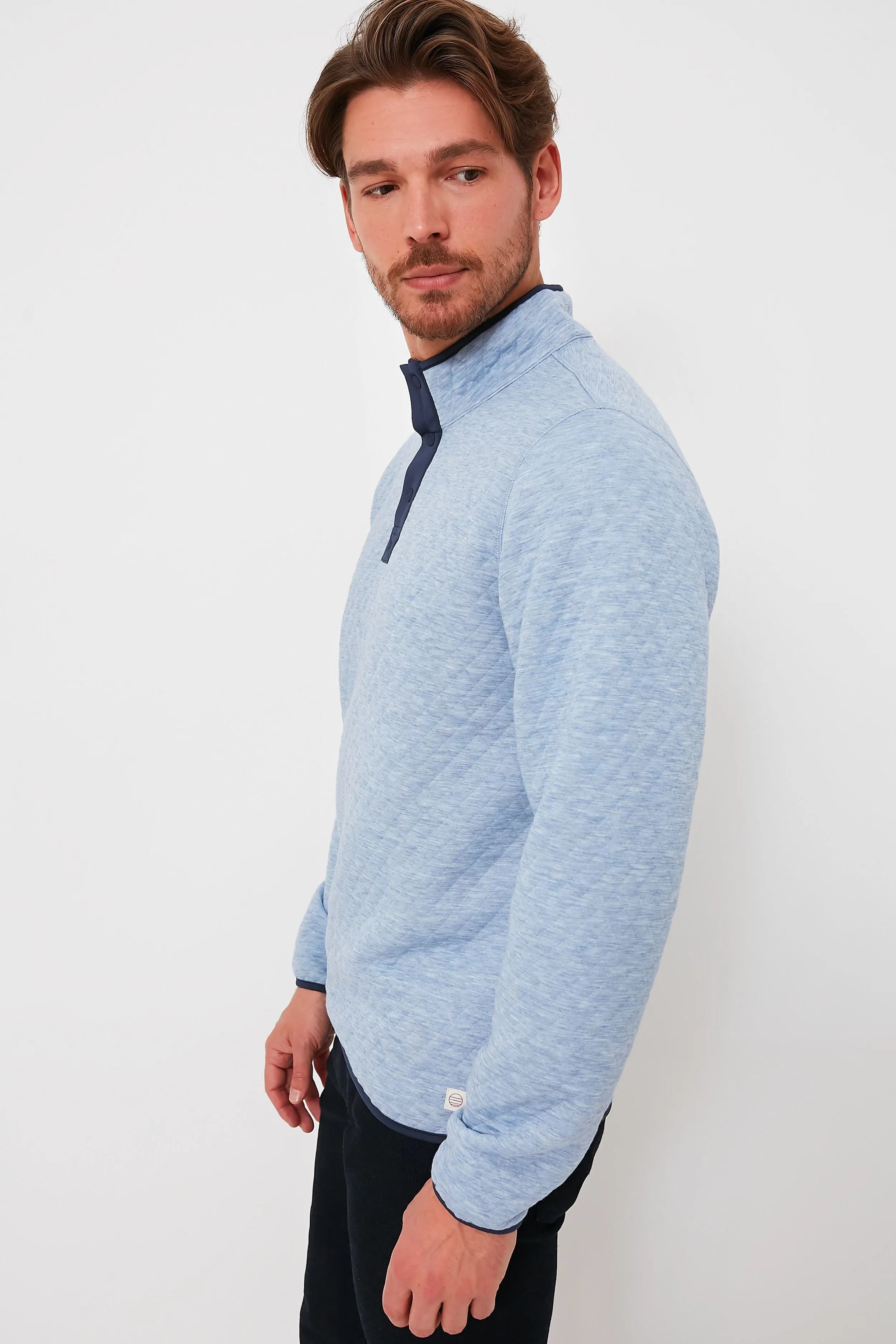 Light Blue Charcoal Heather Corbet Reversible Pullover