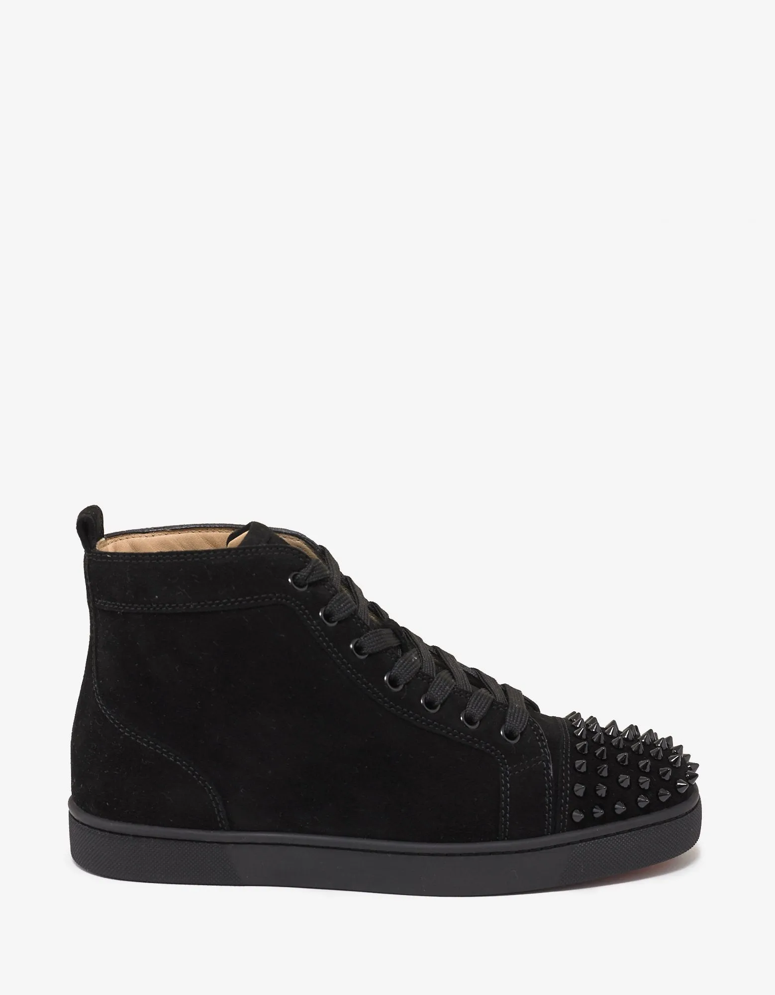 Lou Spikes Flat Black Suede High Top Trainers