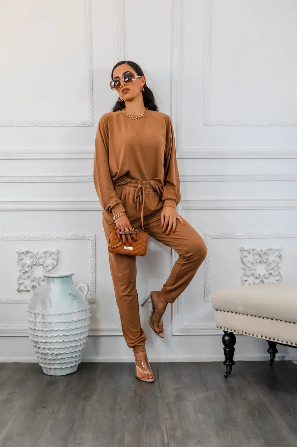 Lounge or Go Raglan Long Sleeves Pullover and Jogger Set