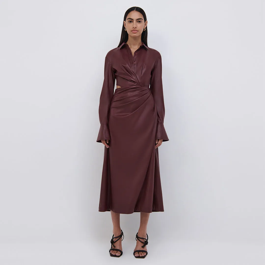 Mara Vegan Leather Wrap Dress