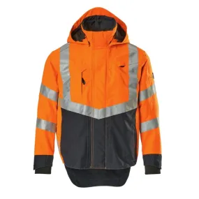 Mascot Workwear Safe Supreme Harlow Hi-Vis Waterproof Shell Jacket (Hi-Vis Orange/Dark Navy)