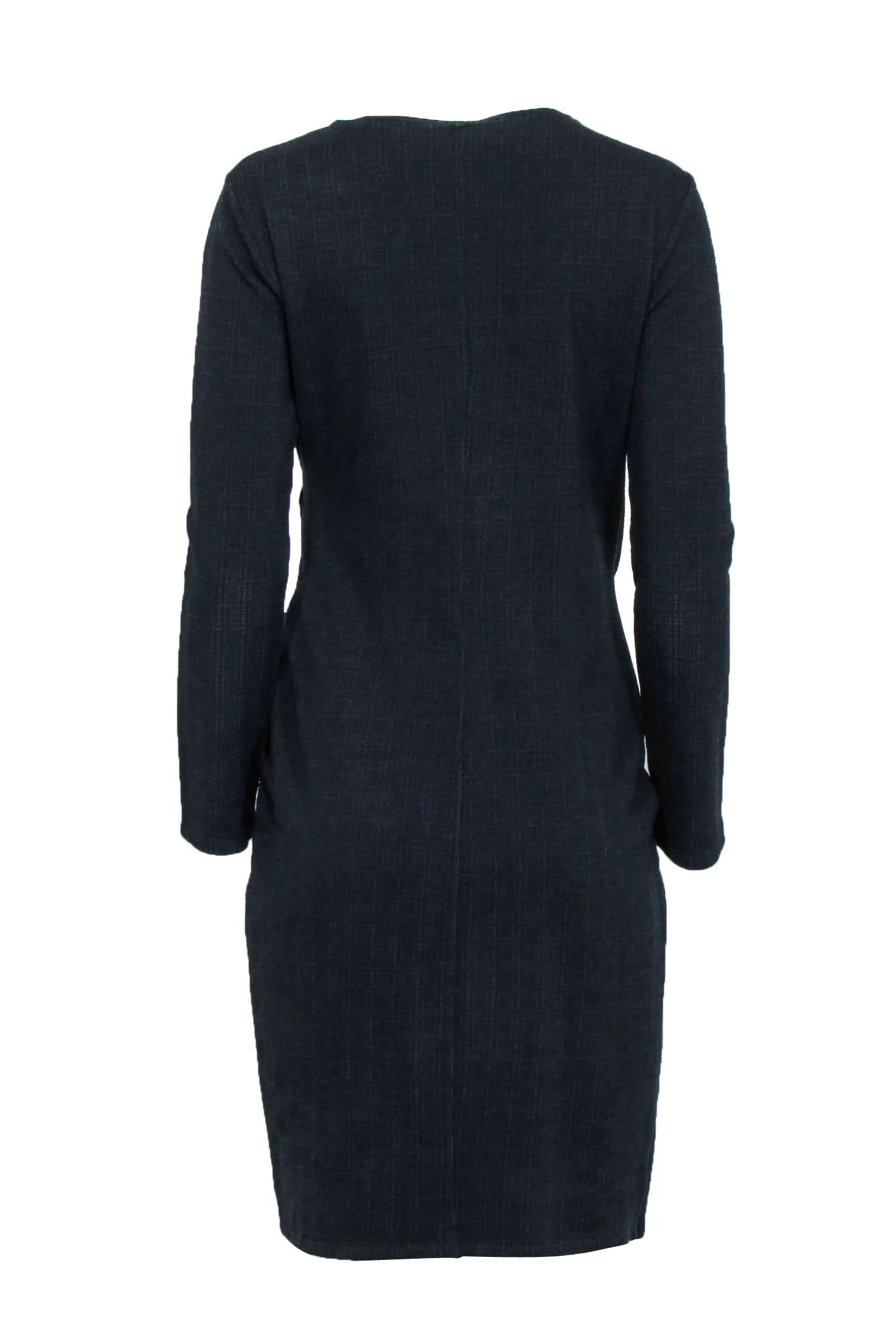 Max Mara - Navy Long Sleeve Wrap Bodice Dress Sz M