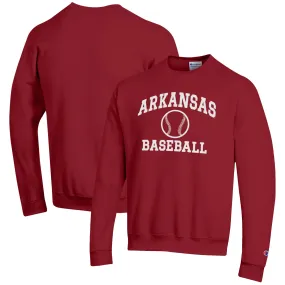 Men's Champion Cardinal Arkansas Razorbacks Baseball Icon Crewneck Pullover Sweatshirt