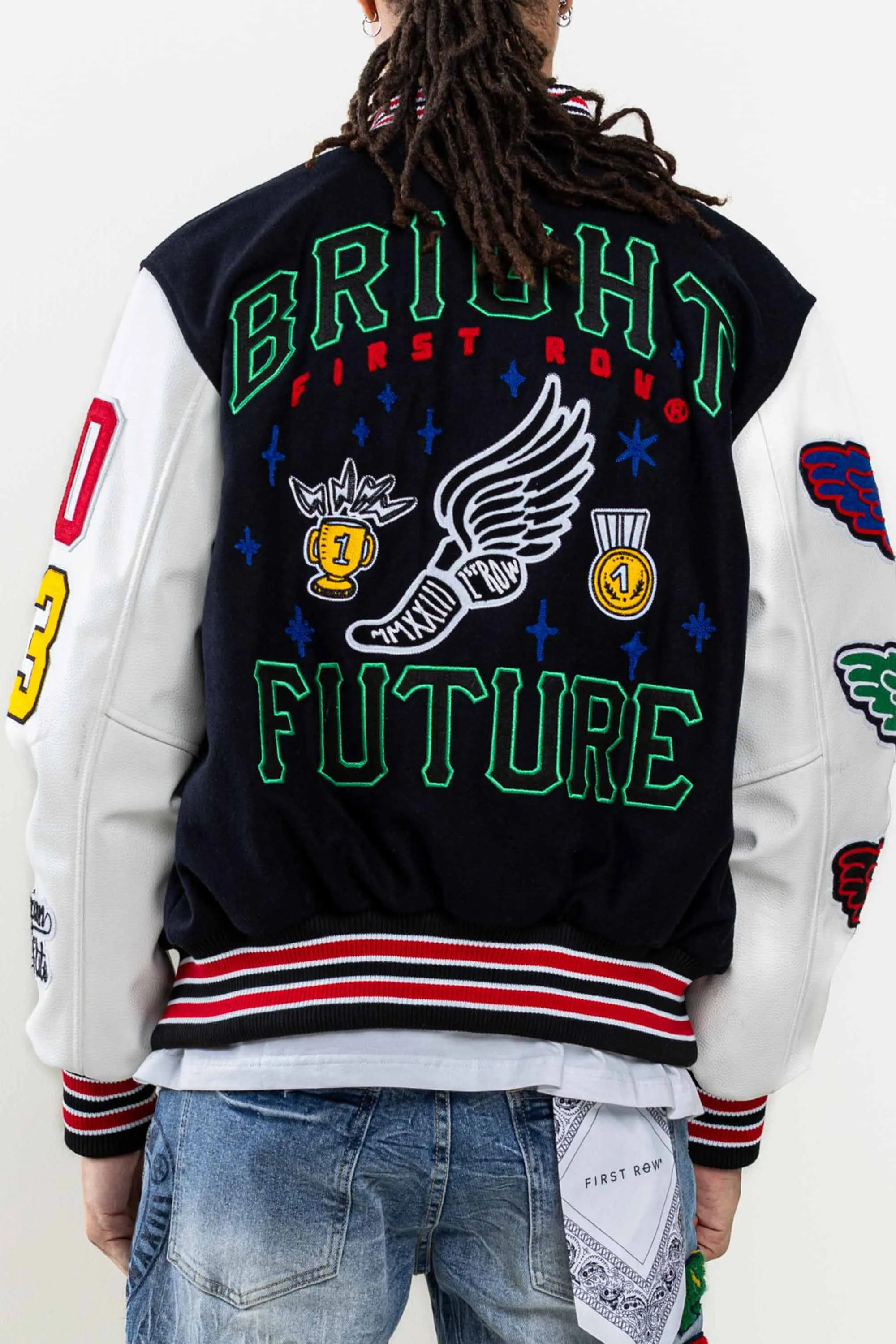 Men's First Row Bright Future Varsity Jacket Navy