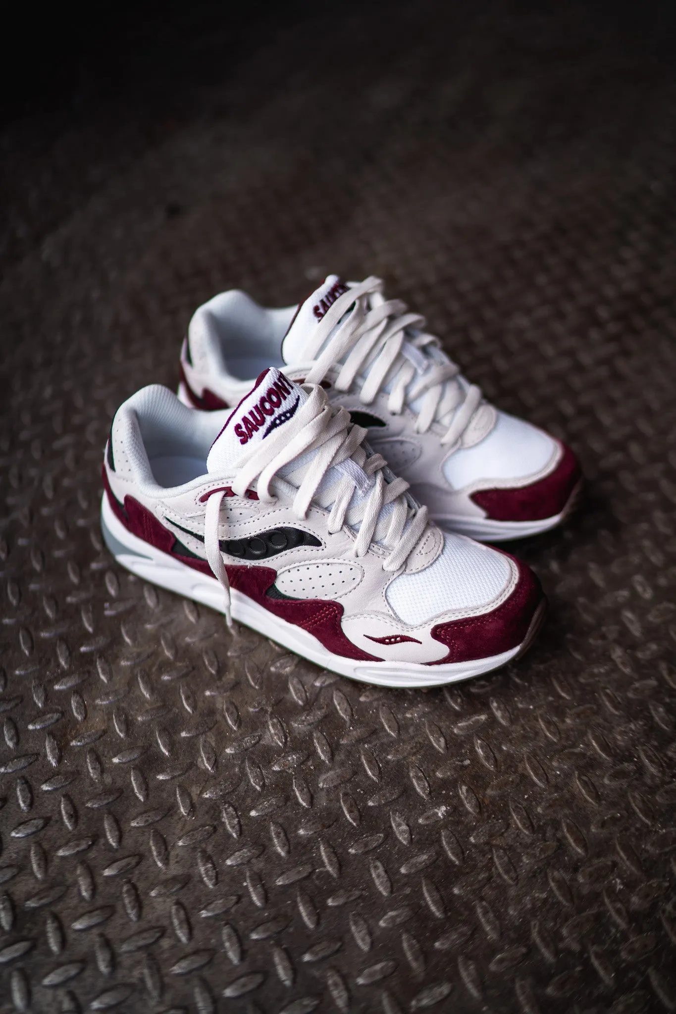 Mens Saucony Grid Shadow 2 (Cream Red Burgundy)