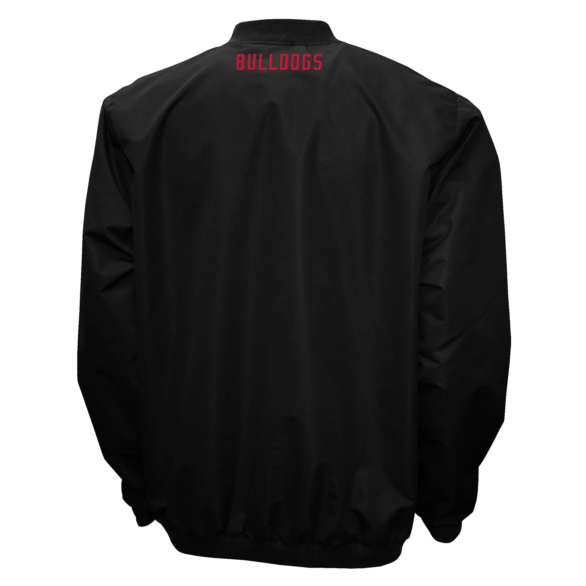 Men's Franchise Club Black Georgia Bulldogs Big Logo Windshell V-Neck Pullover Jacket