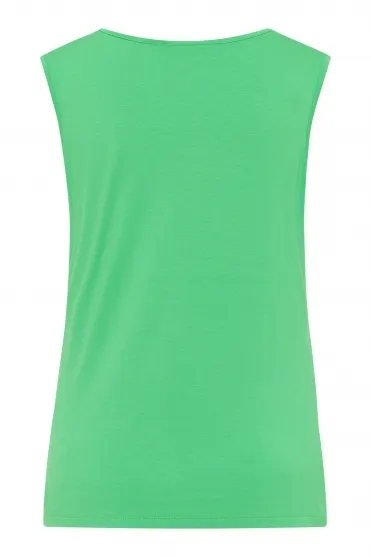 Mesh Insert Sleeveless Top - Tropical Green - 65130042-650