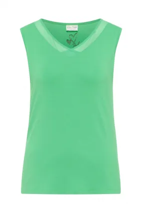 Mesh Insert Sleeveless Top - Tropical Green - 65130042-650