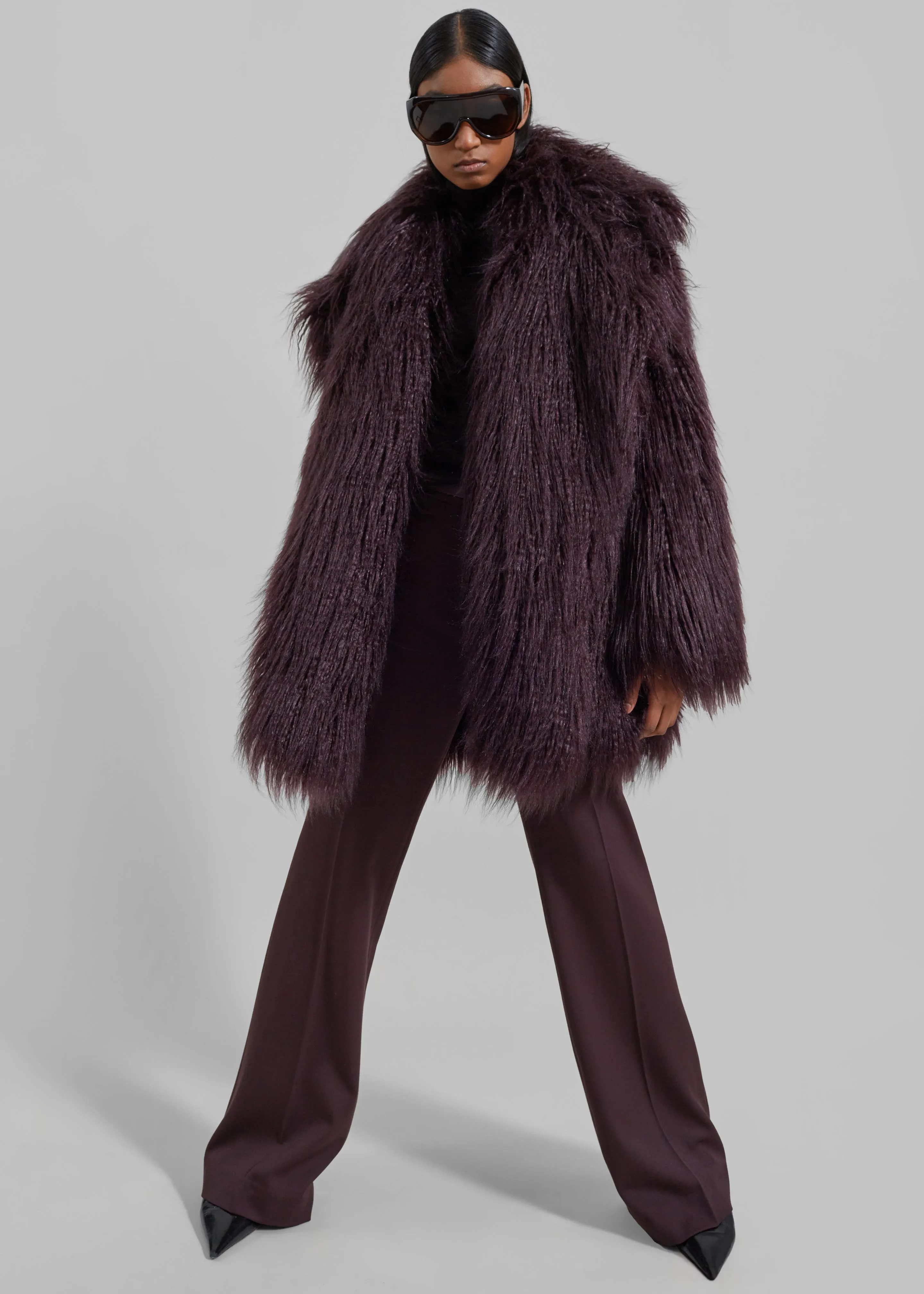 Miley Faux Fur Jacket - Dark Plum