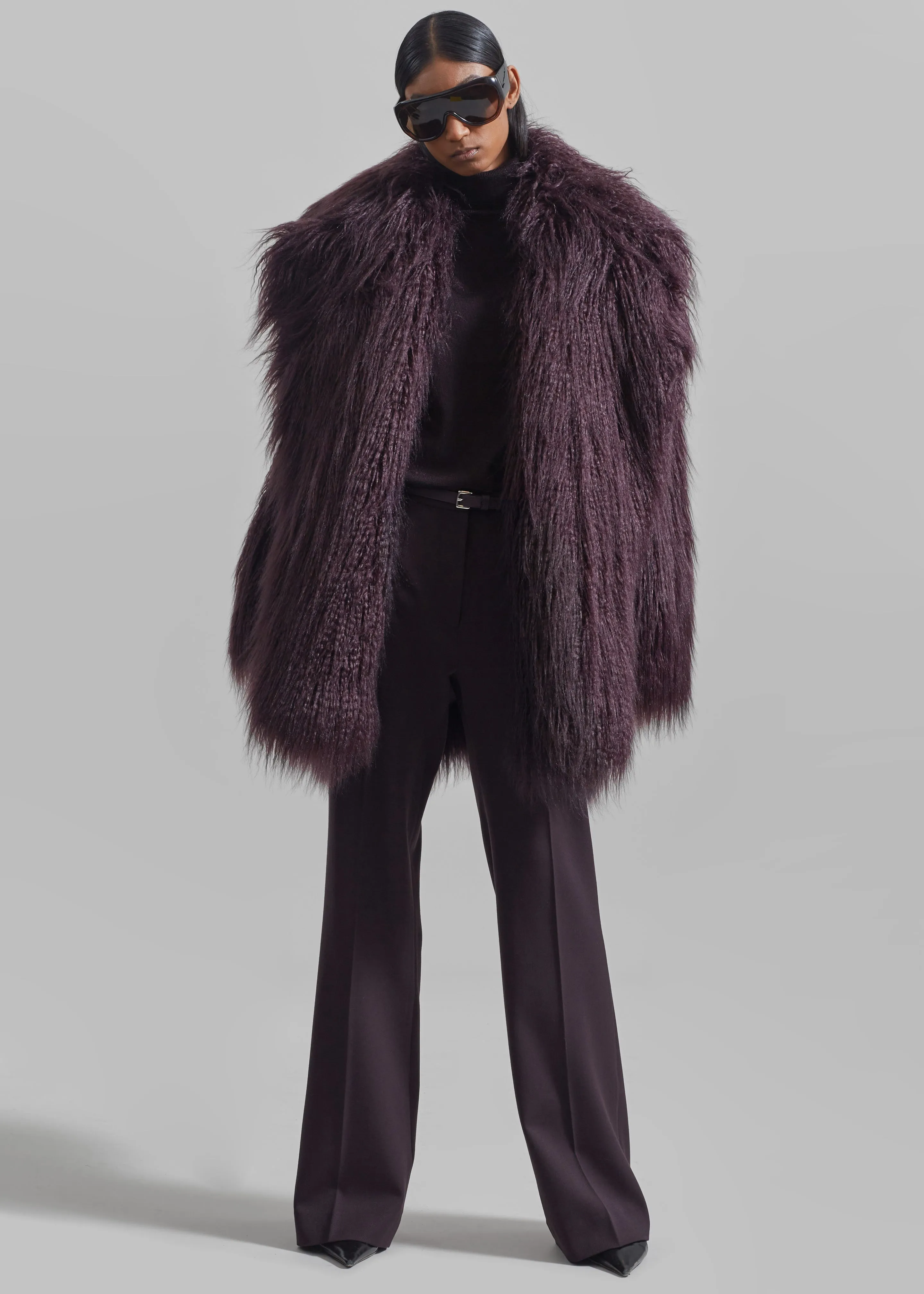 Miley Faux Fur Jacket - Dark Plum