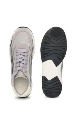 Mixed-material trainers with suede and faux leather