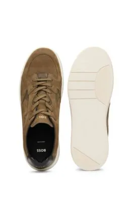 Mixed-material trainers with suede and leather