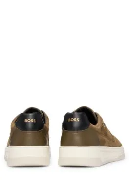 Mixed-material trainers with suede and leather