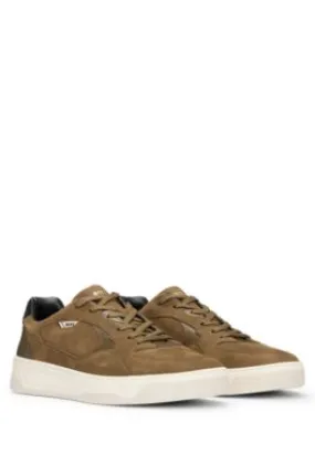 Mixed-material trainers with suede and leather