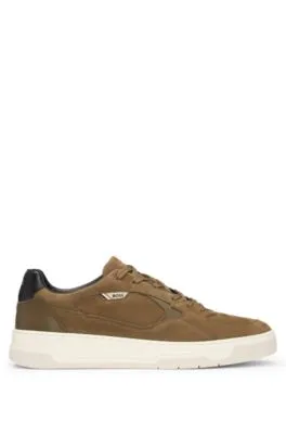 Mixed-material trainers with suede and leather