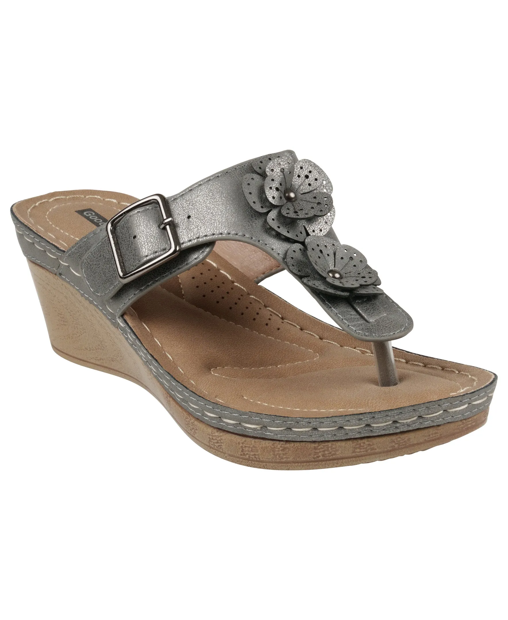 Narbone Pewter Wedge Sandals