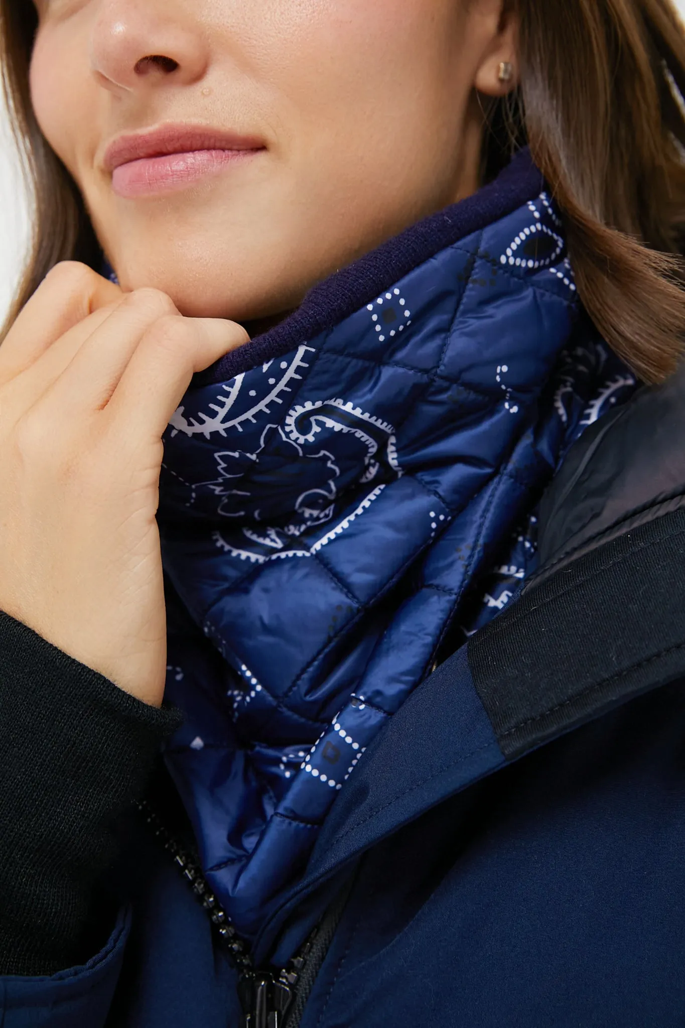 Navy Bandana Cashmere Pullover