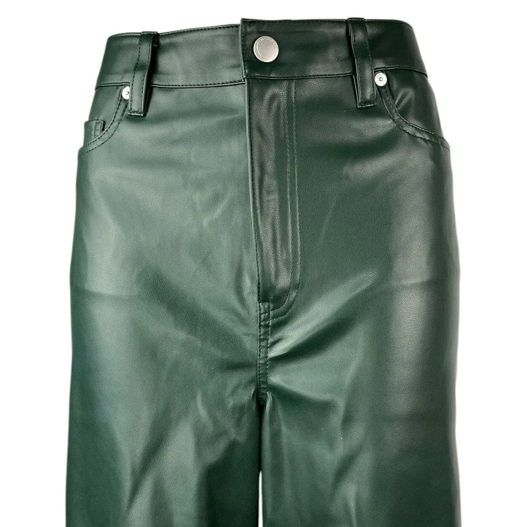 NEW Blank NYC Women's Green Faux Vegan Leather Wide Leg High Waist Pants Sz 28