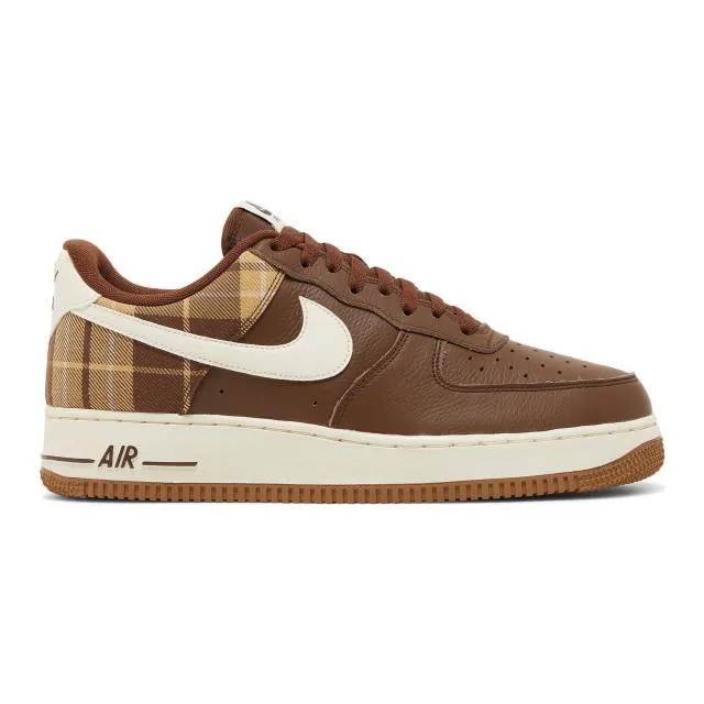 Nike air force 1 '07 lx (cacao plaid/ brown/ cacao wow/ pale ivory/ cacao wow) men us 8-13 dv0791-20