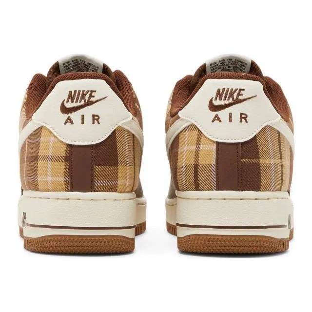 Nike air force 1 '07 lx (cacao plaid/ brown/ cacao wow/ pale ivory/ cacao wow) men us 8-13 dv0791-20