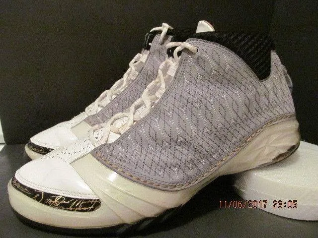 Nike air jordan 23 xx3 (xxiii) white/stealth-black-metallic gold. size 12