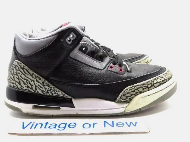 Nike air jordan iii 3 black cement retro gs 2011 sz 6y