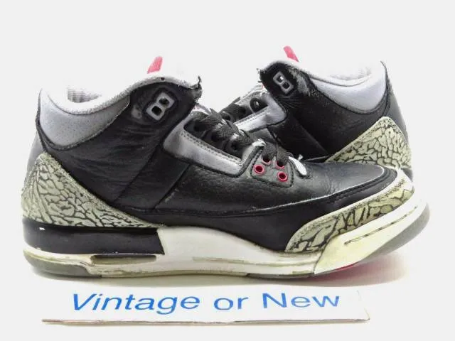 Nike air jordan iii 3 black cement retro gs 2011 sz 6y