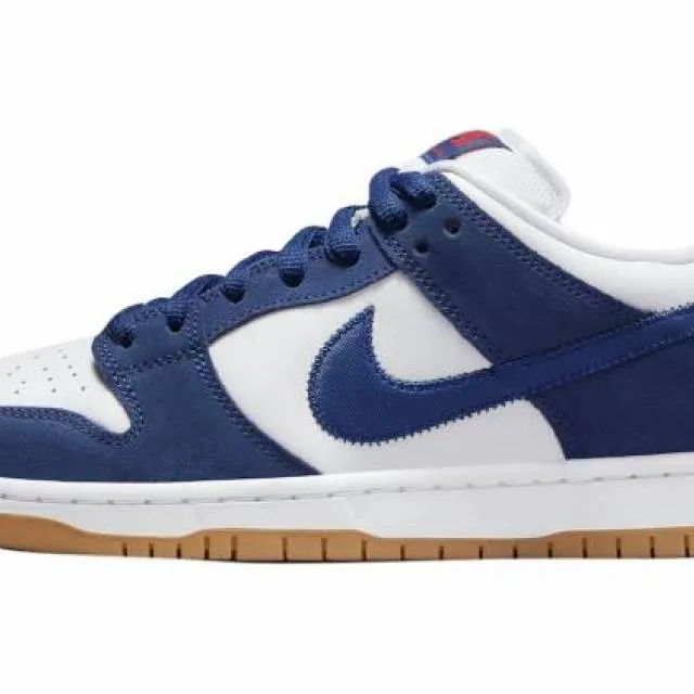 Nike sb dunk low los angeles dodgers white deep royal blue sport red gum brown