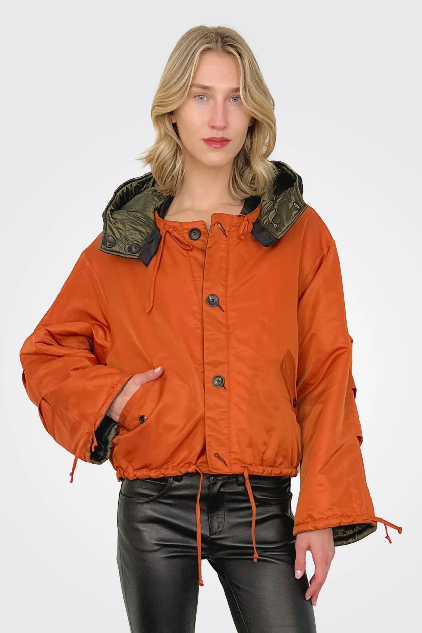 Nylon Reversible Jacket - Orange Army