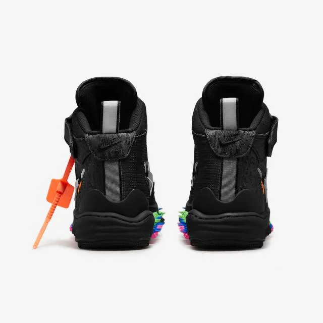 Off-white x nike air force 1 mid (off-white black/ clear black/ pink/ blue/ purple) men us 8-13 do62