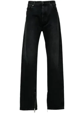 Off-White Zip Detail Straigh Leg Jeans Black | Luxury and style at your fingertips