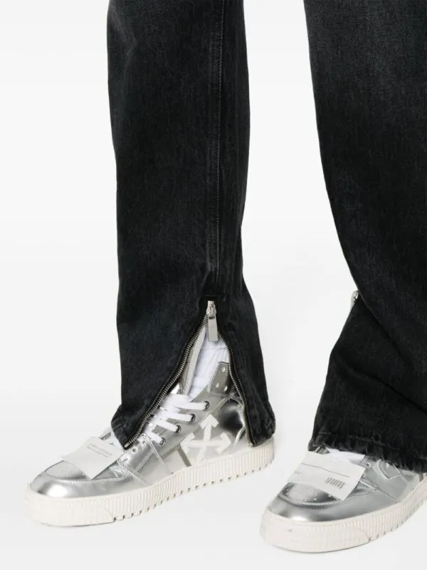 Off-White Zip Detail Straigh Leg Jeans Black | Luxury and style at your fingertips